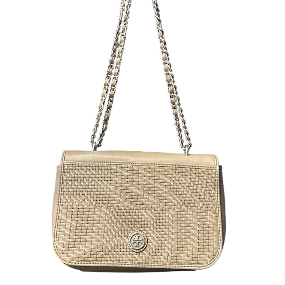 Tory Burch Beige Woven Shoulder Bag